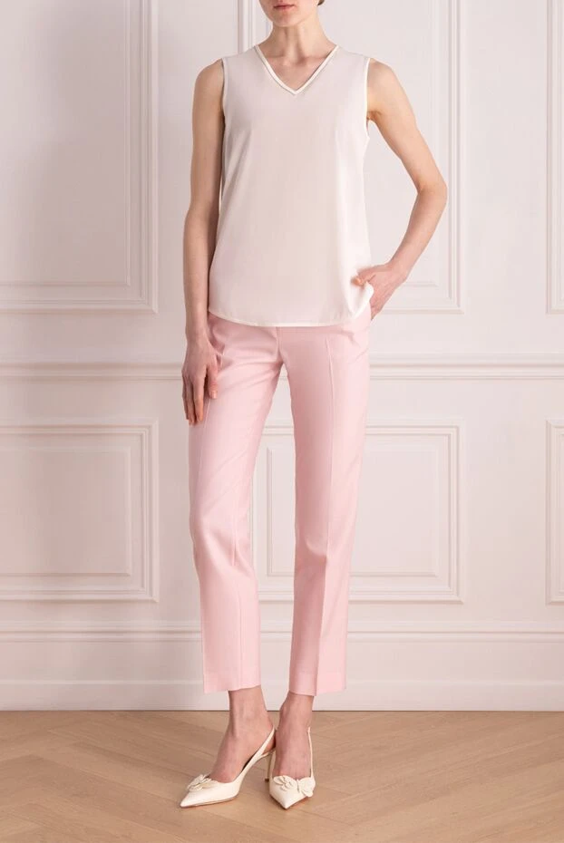 Fabiana Filippi woman women's pink wool and silk trousers купить с ценами и фото 176870 - photo 2