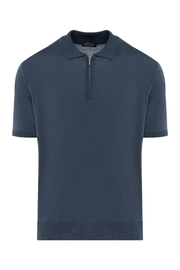 Cesare di Napoli man men's blue silk polo купить с ценами и фото 176887 - photo 1