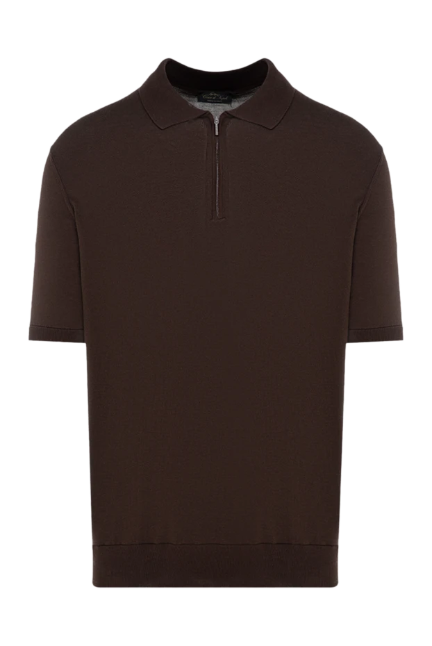 Cesare di Napoli man men's brown silk polo купить с ценами и фото 176893 - photo 1