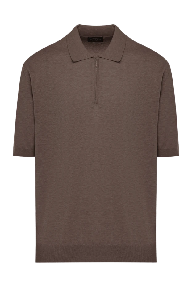 Cesare di Napoli man men's brown silk polo купить с ценами и фото 176904 - photo 1