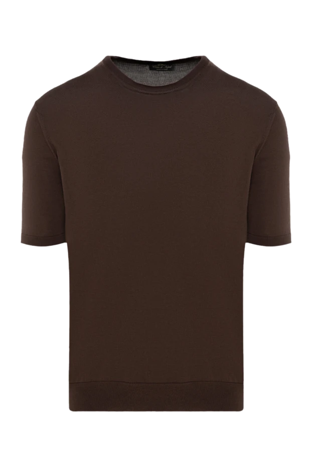 Cesare di Napoli man short sleeve silk jumper for men, brown купить с ценами и фото 176931 - photo 1