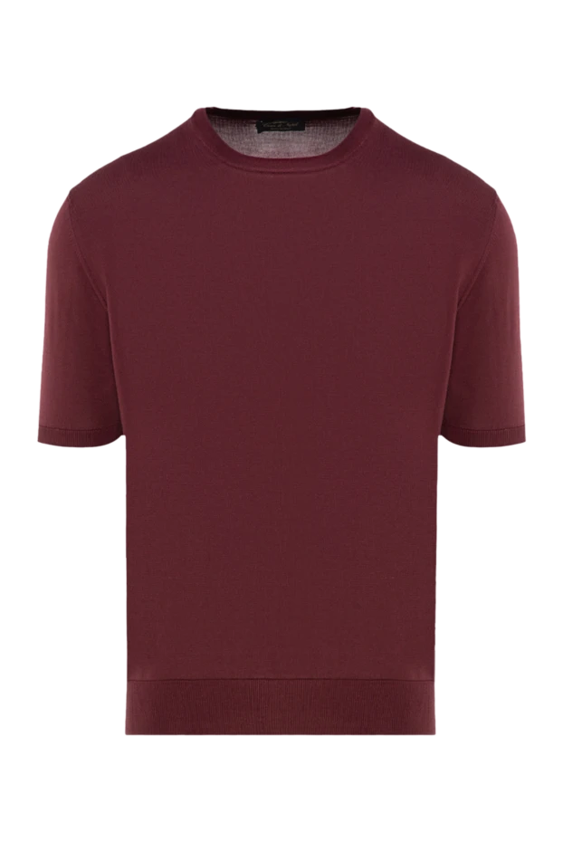 Cesare di Napoli man short sleeve silk jumper for men, burgundy купить с ценами и фото 176937 - photo 1