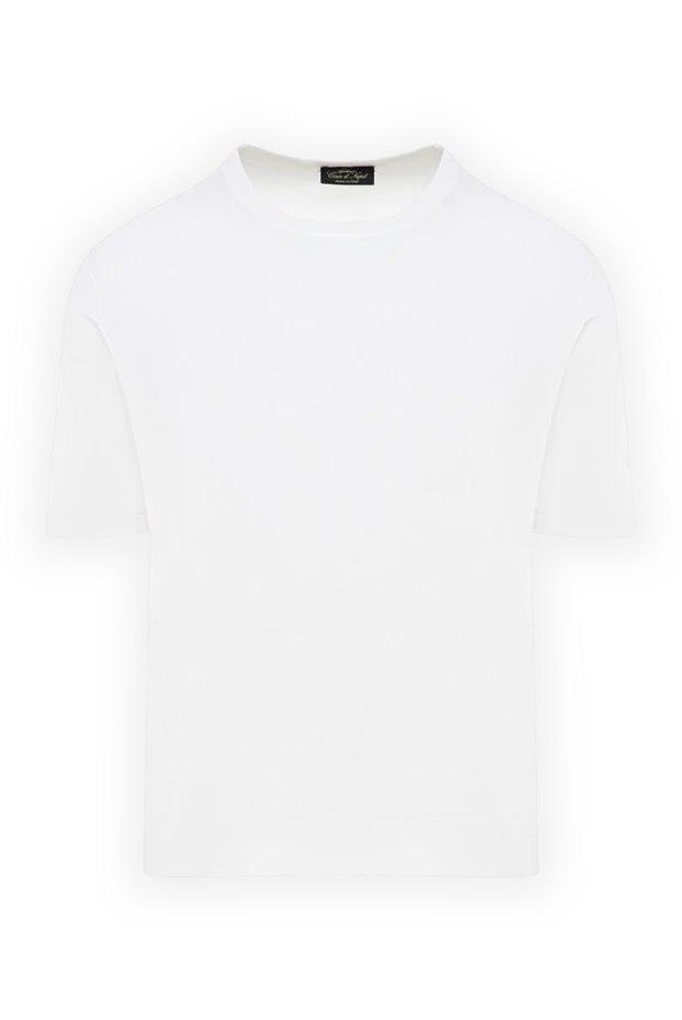 Cesare di Napoli man short sleeve silk jumper for men, white купить с ценами и фото 176942 - photo 1