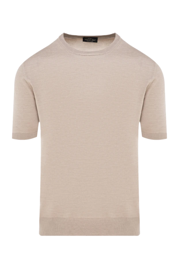 Cesare di Napoli man short sleeve silk jumper for men, beige купить с ценами и фото 176945 - photo 1