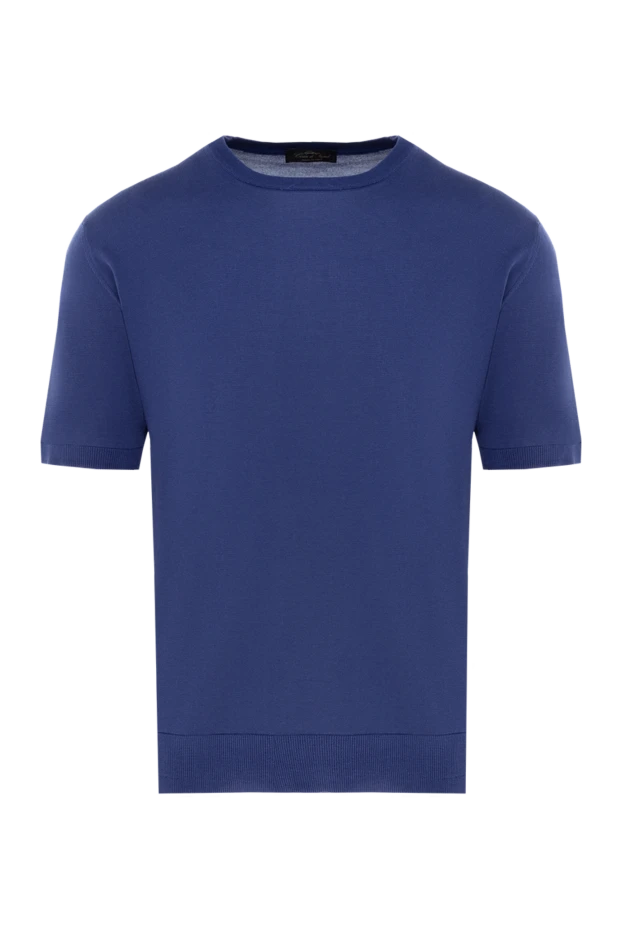 Cesare di Napoli man men's blue short sleeve silk jumper купить с ценами и фото 176947 - photo 1