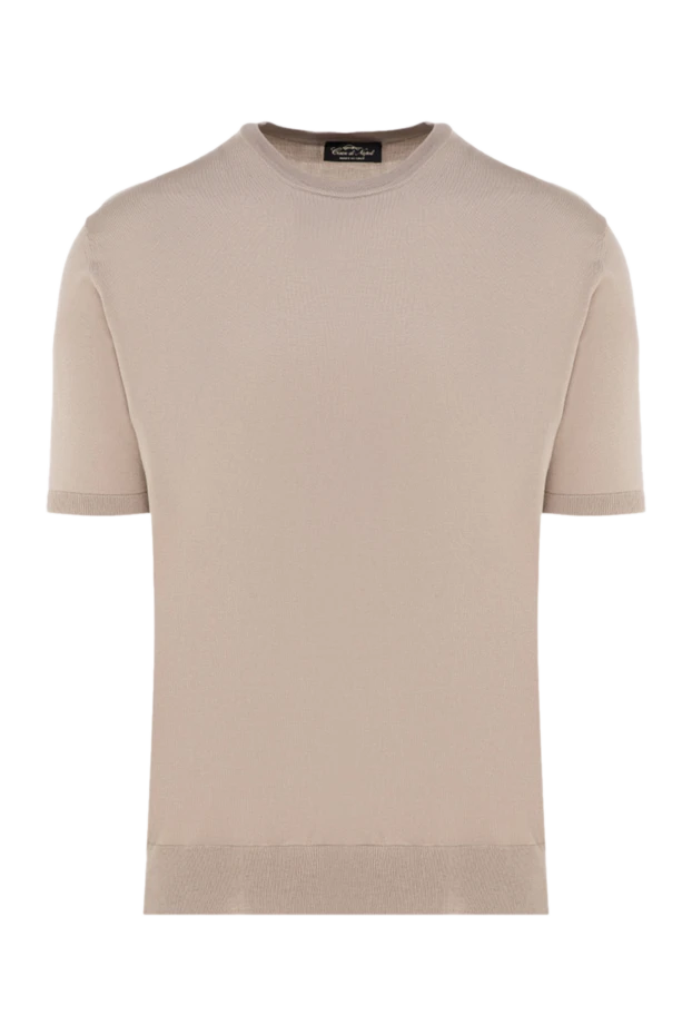 Cesare di Napoli man short sleeve silk jumper for men, beige купить с ценами и фото 176948 - photo 1