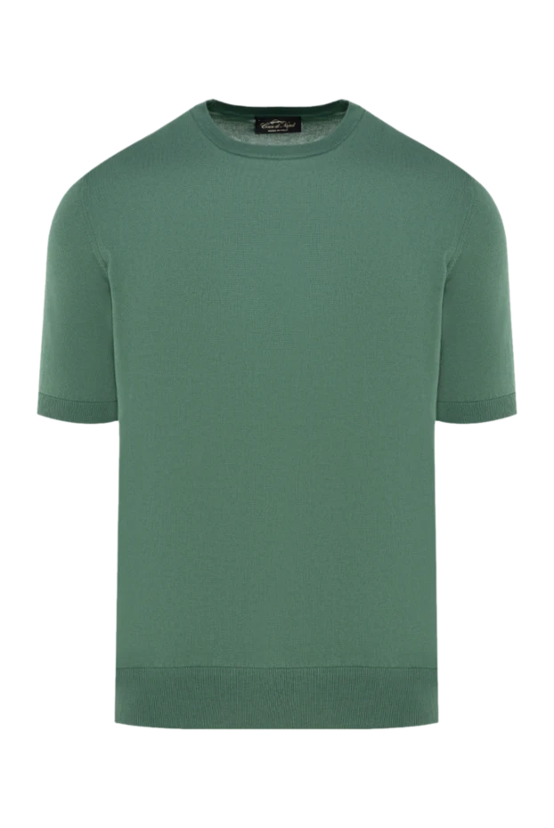 Cesare di Napoli man men's short sleeve silk and cotton jumper green купить с ценами и фото 176950 - photo 1