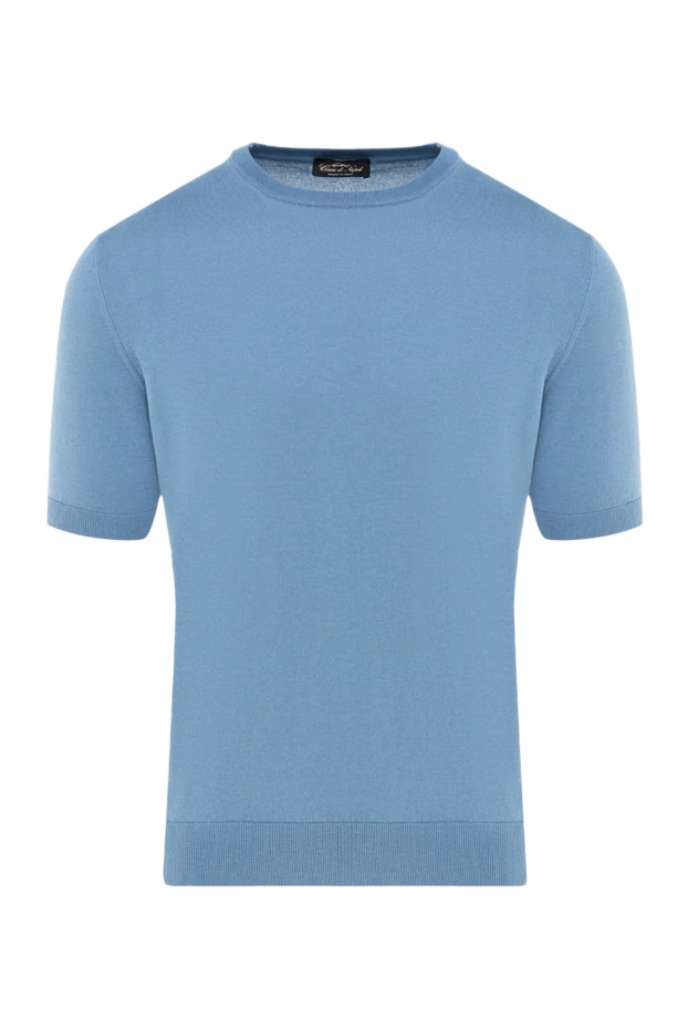 Cesare di Napoli man short sleeve jumper made of silk and cotton men's blue купить с ценами и фото 176951 - photo 1