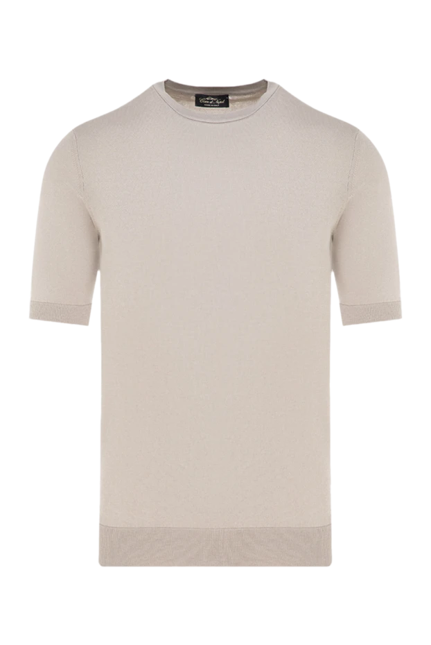 Cesare di Napoli man men's short sleeve silk and cotton jumper, beige купить с ценами и фото 176955 - photo 1