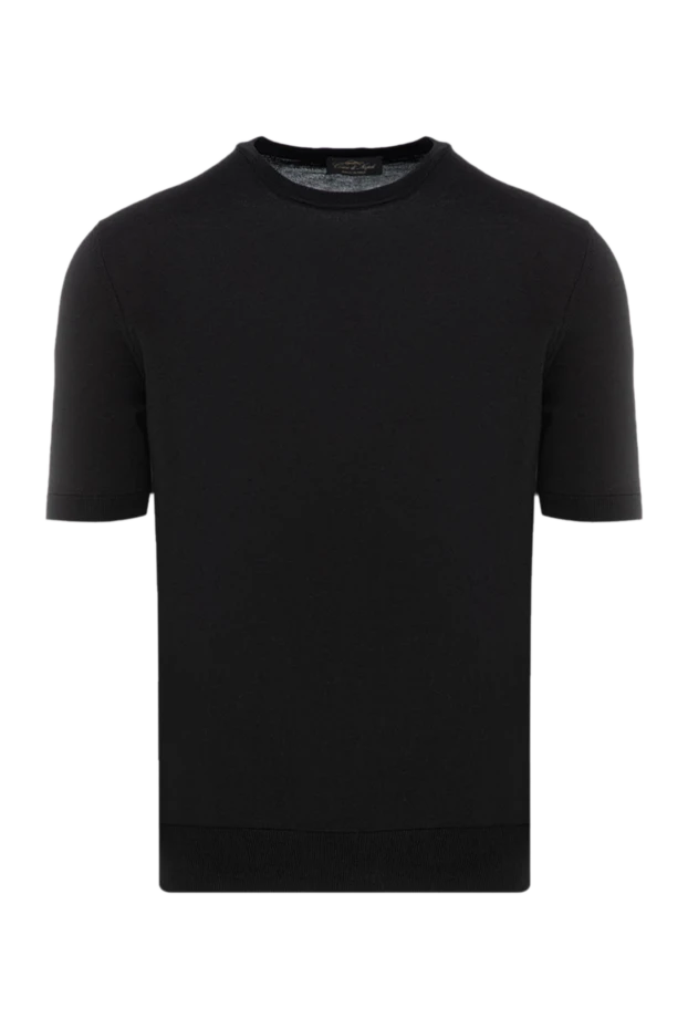 Cesare di Napoli man men's black short sleeve silk and cotton jumper купить с ценами и фото 176956 - photo 1