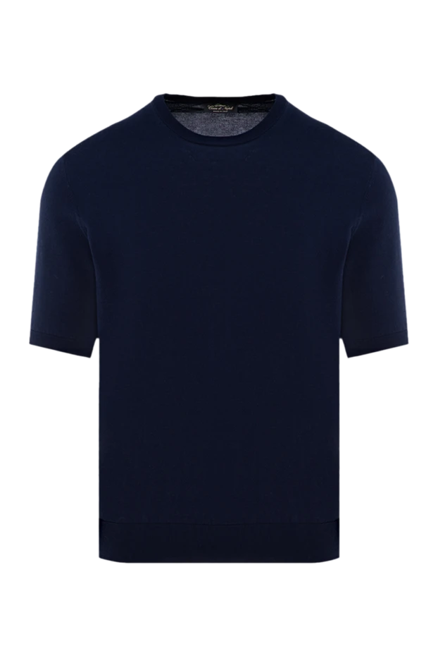 Cesare di Napoli man men's blue short sleeve cotton jumper купить с ценами и фото 176960 - photo 1