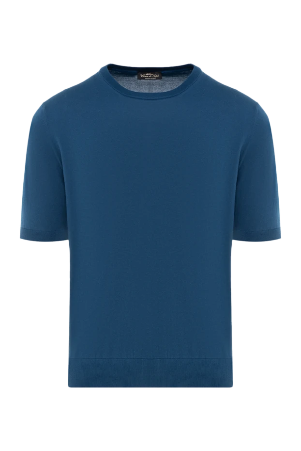 Cesare di Napoli man men's blue short sleeve cotton jumper купить с ценами и фото 176963 - photo 1