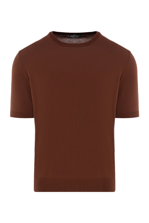 Cesare di Napoli man short sleeve cotton jumper for men, brown купить с ценами и фото 176966 - photo 1