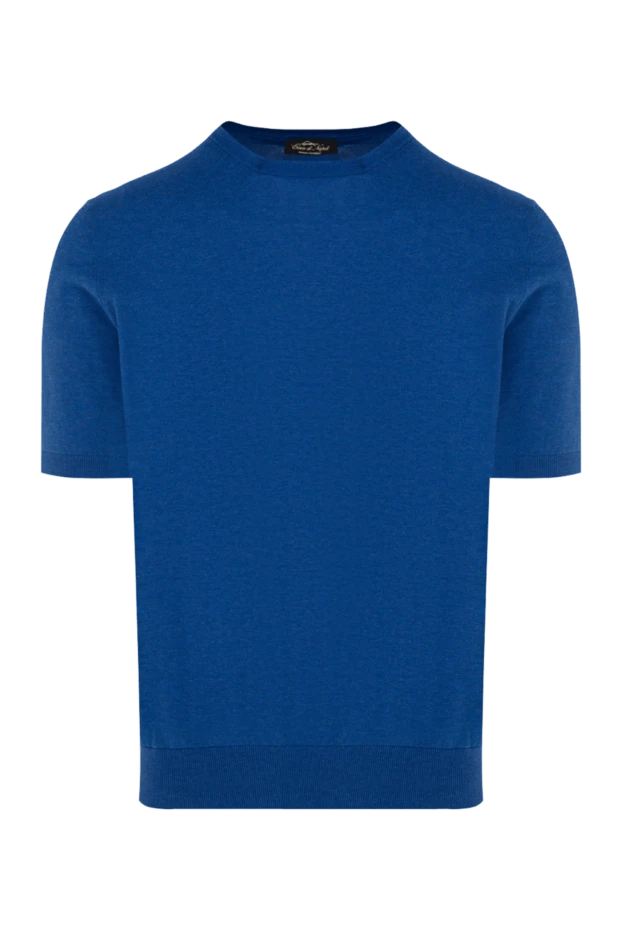 Cesare di Napoli man men's blue short sleeve cotton jumper купить с ценами и фото 176967 - photo 1