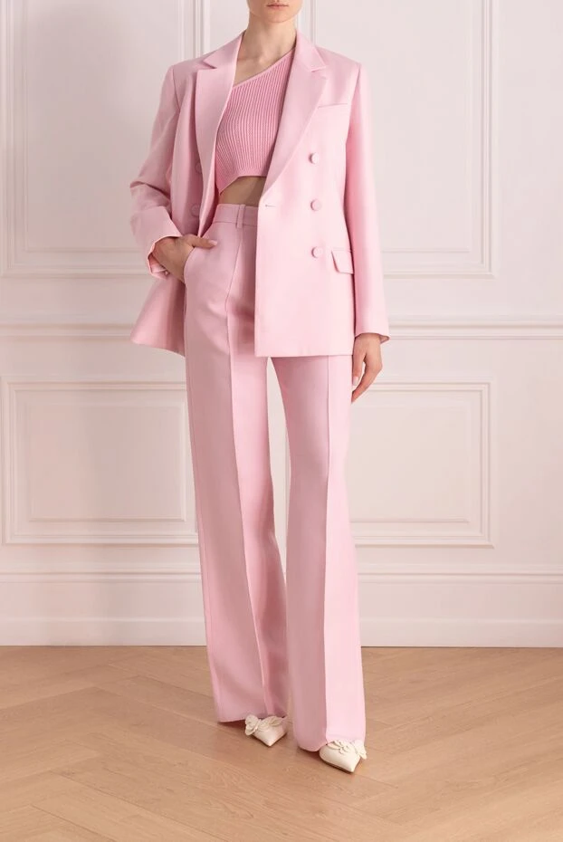 Valentino woman women's pink wool and silk suit with trousers купить с ценами и фото 176969 - photo 2