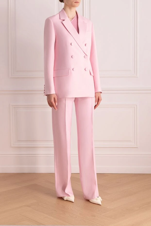 Valentino әйелдерге арналған қызғылт жүн мен жібектен жасалған шалбармен костюмі 176969 - фото 3