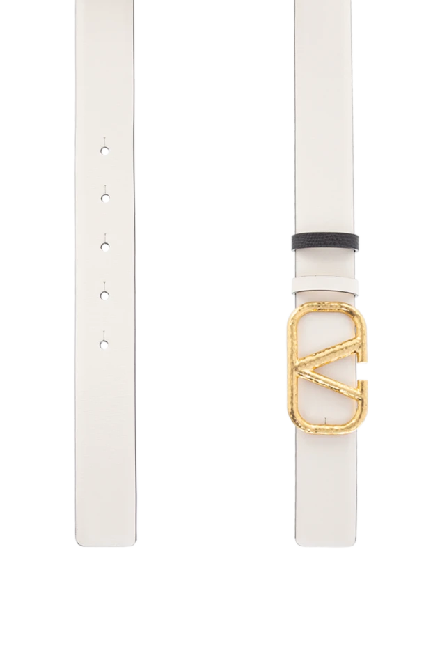 Valentino кожаный ремень бежевого цвета с крупной золотистой пряжкой
 176983 - фото 3