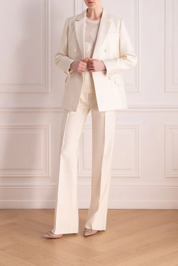 Valentino woman women's white wool and silk suit with trousers купить с ценами и фото 176995 - photo 2