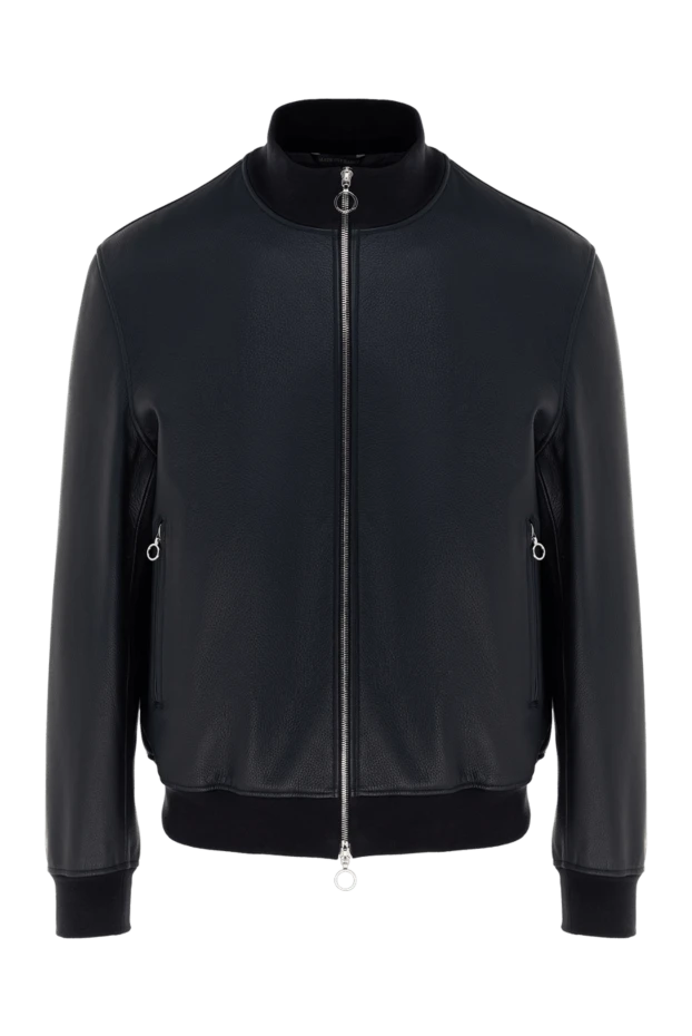 Blue genuine leather jacket for men - photo 1