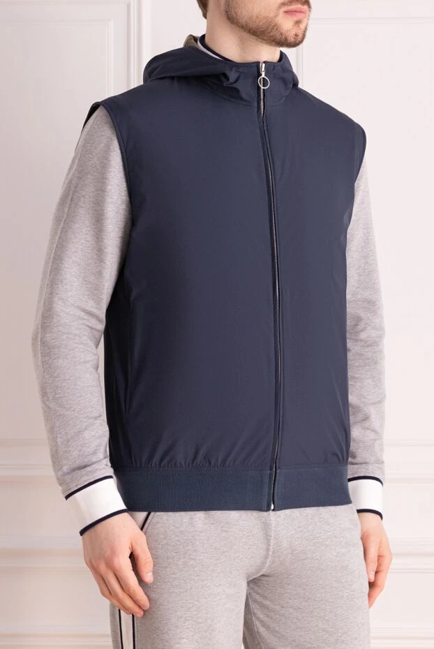 Seraphin жилет из нейлона и кашемира мужской синий 177076 - фото 3