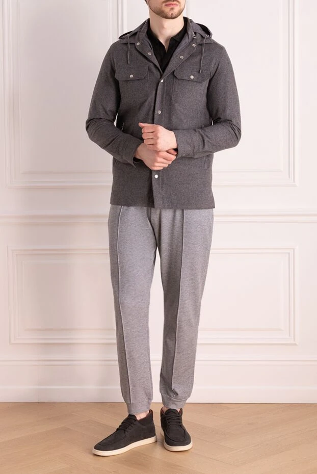 Jacket made of cashmere and nylon gray for men - photo 2