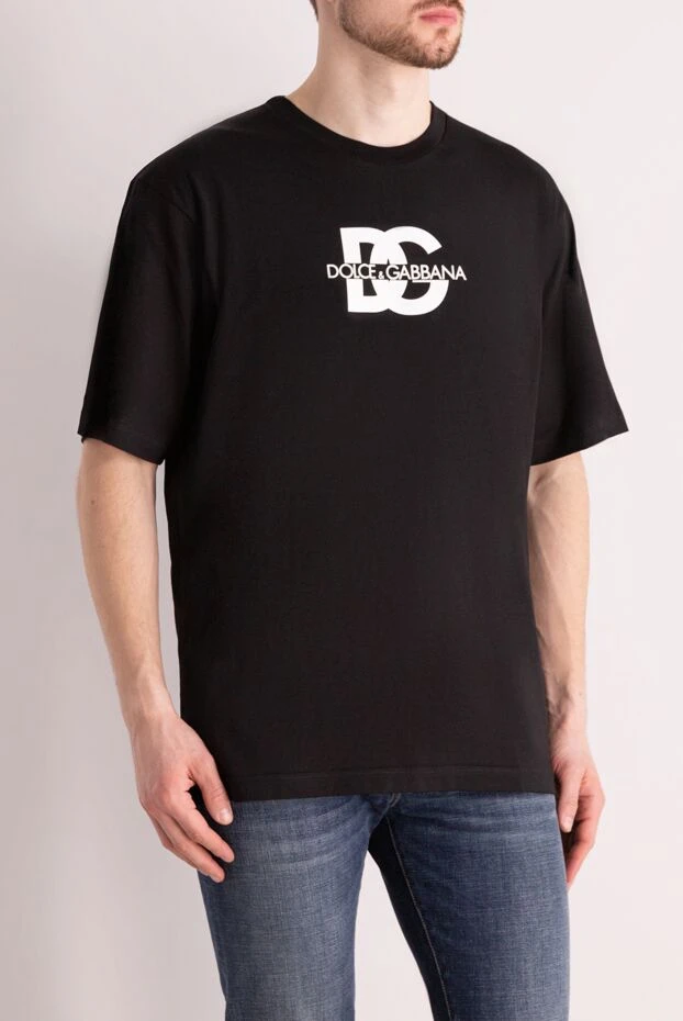 Dolce & Gabbana мужская черная футболка с графическим логотипом в центре 177102 - фото 3