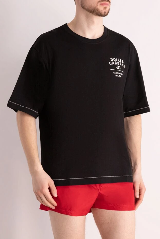 Dolce & Gabbana футболка из хлопка с мини-логотипом и контрастной окантовкой 177103 - фото 3