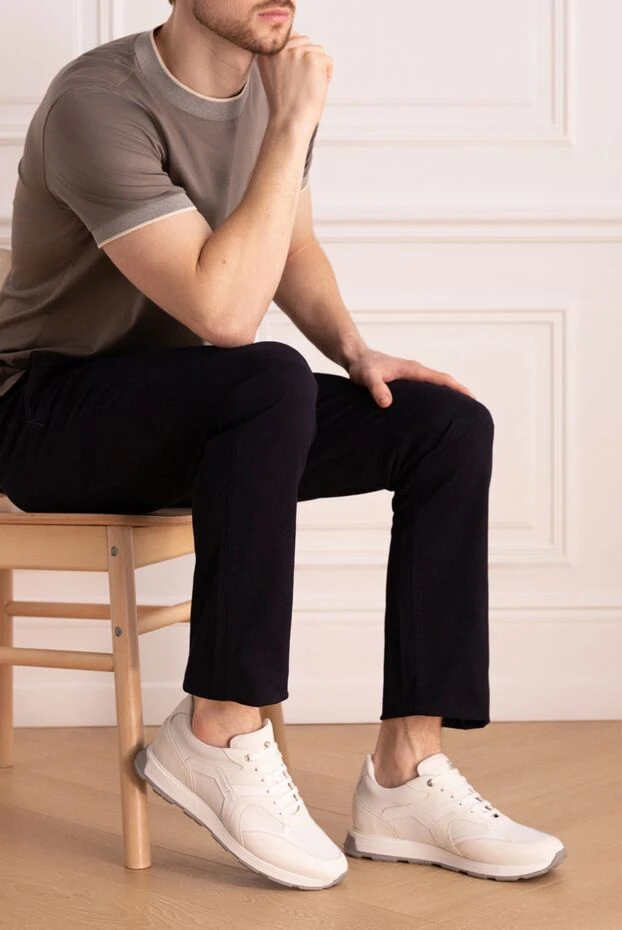 Stefano Ricci кроссовки из натуральной кожи белые мужские 177121 - фото 3