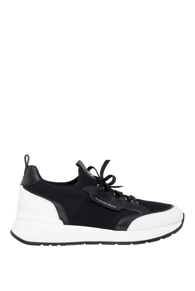 Кроссовки из полиэстера и натуральной кожи черные мужские - фото 1