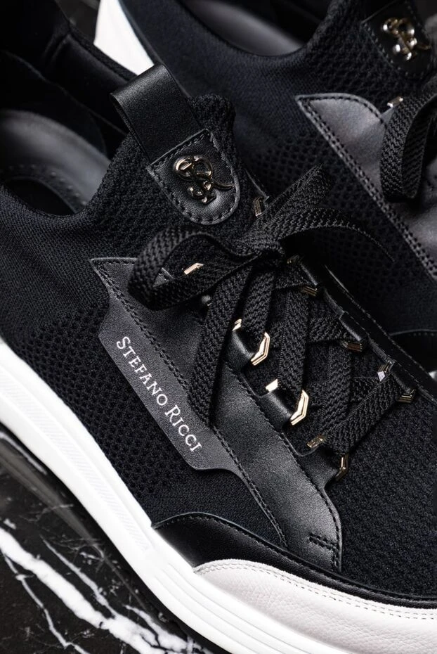 Stefano Ricci кроссовки из полиэстера и натуральной кожи черные мужские 177122 - фото 3