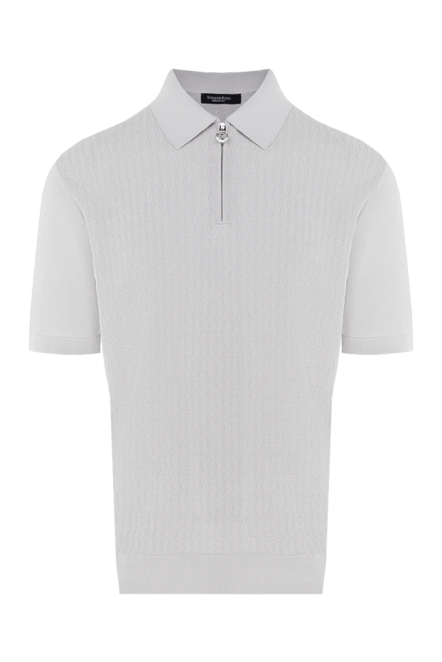 Men's gray silk and cotton polo shirt - photo 1