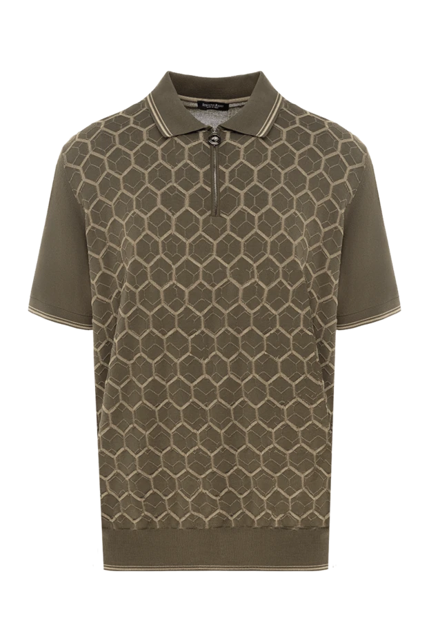 Поло из шелка и хлопка мужское зеленое - фото 1