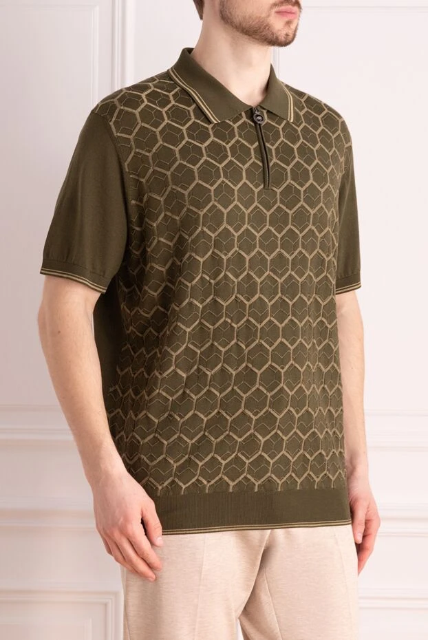Stefano Ricci поло из шелка и хлопка мужское зеленое 177127 - фото 3
