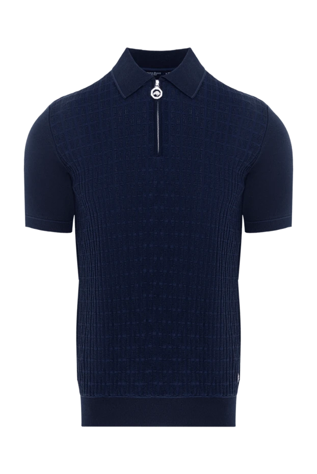 Поло из шелка и хлопка мужское синий - фото 1