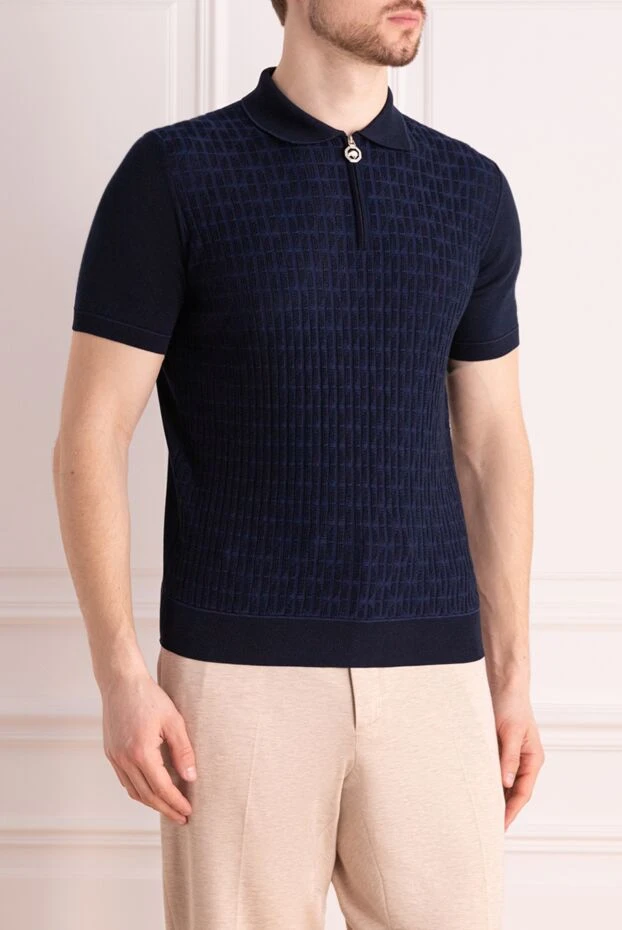 Stefano Ricci поло из шелка и хлопка мужское синий 177132 - фото 3