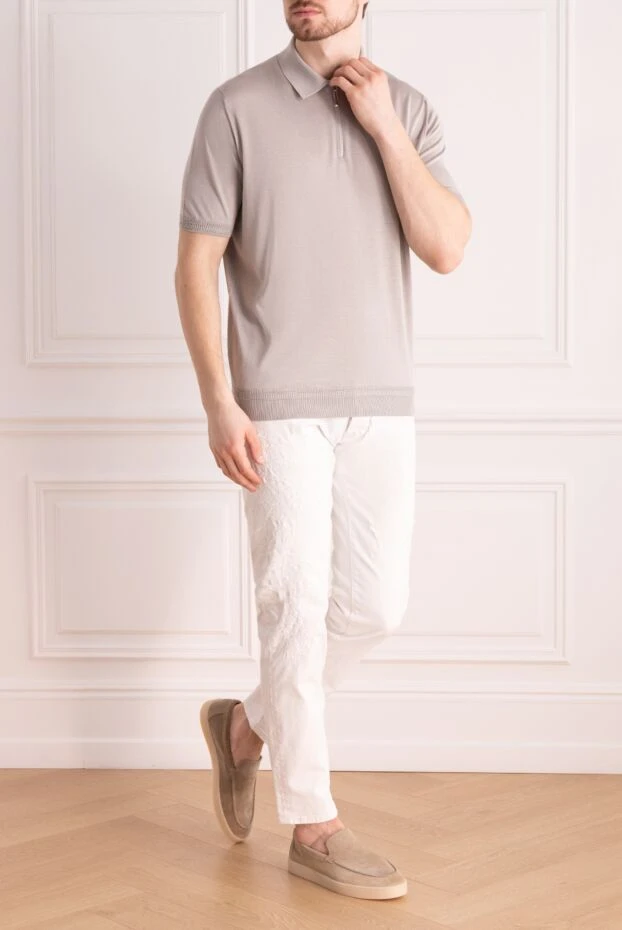 Stefano Ricci поло из шелка мужское серое 177134 - фото 2