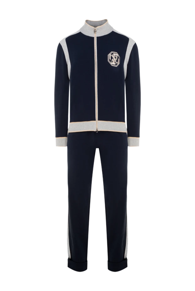 Костюм прогулочный из хлопка и эластана синий - фото 1