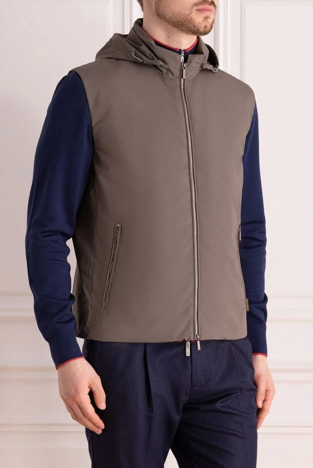 Moorer мужской жилет серо-коричневый с капюшоном на молнии
 177150 - фото 3