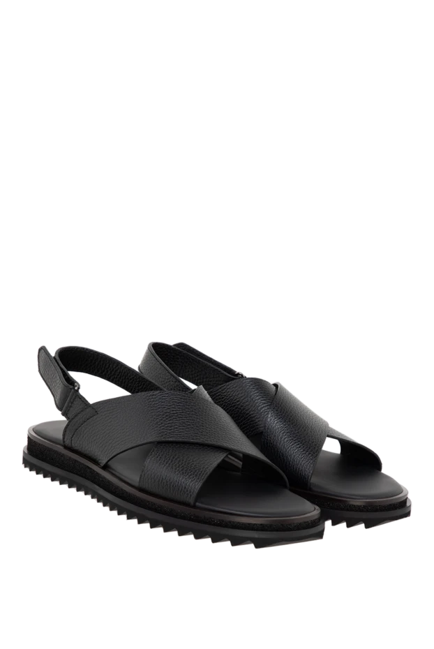 Barrett black leather sandals with a wide fit and a textured sole
 177180 - photo 3