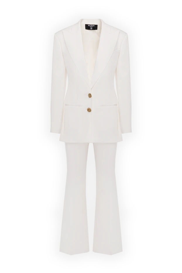 Balmain woman women's white viscose and elastane trouser suit купить с ценами и фото 177235 - photo 1