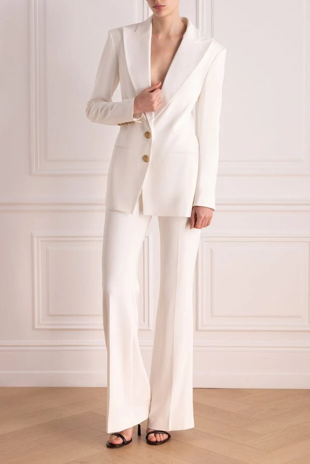 Balmain woman women's white viscose and elastane trouser suit купить с ценами и фото 177235 - photo 2