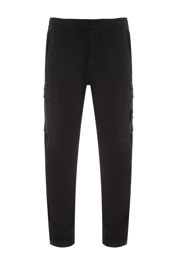 Stone Island man men's black cotton and elastane trousers купить с ценами и фото 177256 - photo 1