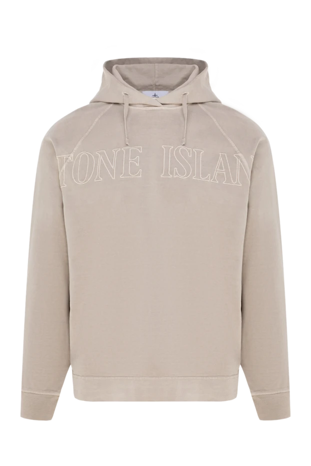 Stone Island man cotton hoodie for men, beige купить с ценами и фото 177276 - photo 1