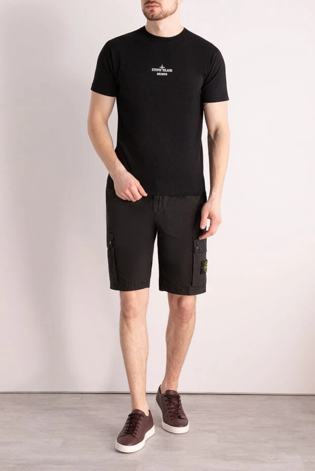 Stone Island man men's black cotton and polyamide shorts купить с ценами и фото 177280 - photo 2