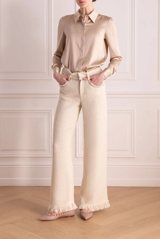 Giuseppe Di Morabito woman women's beige knitted trousers купить с ценами и фото 177292 - photo 2