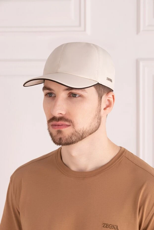 Ermenegildo Zegna man men's white polyester cap купить с ценами и фото 177330 - photo 2