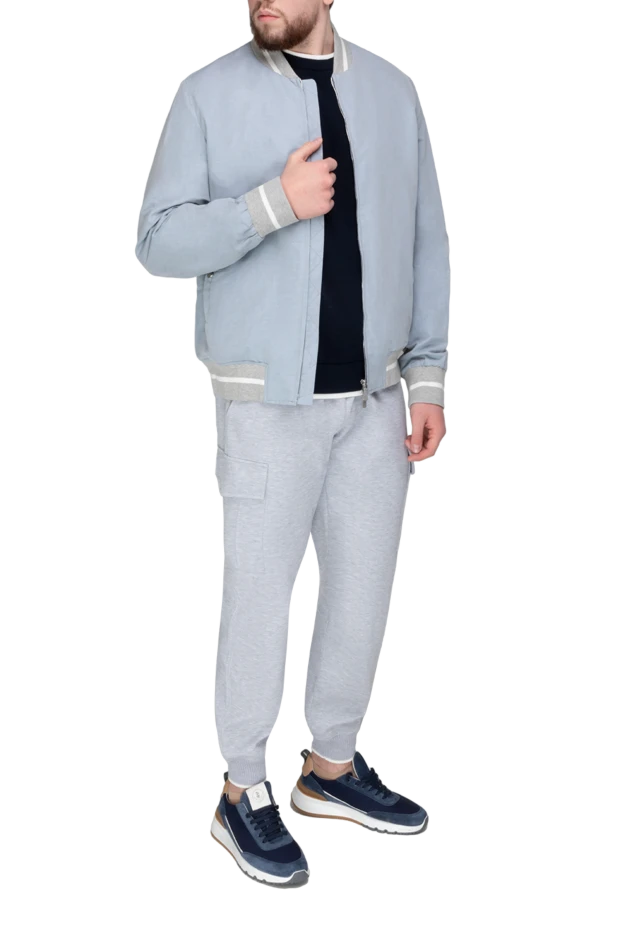 Eleventy man men's linen and polyamide jacket, blue купить с ценами и фото 177513 - photo 2