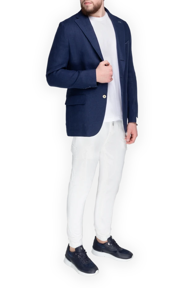 Eleventy man men's blue linen jacket купить с ценами и фото 177516 - photo 2