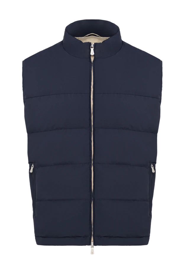 Men's blue insulated vest with a through zipper - photo 1