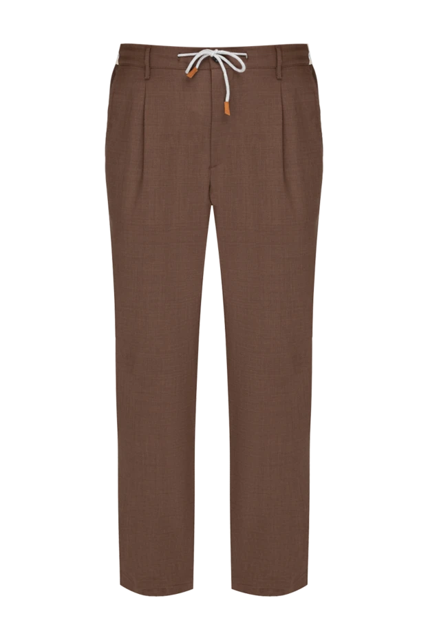 Eleventy man men's brown wool and elastane trousers купить с ценами и фото 177525 - photo 1